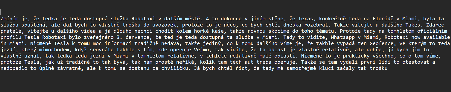 Výsledek přepisu v aplikaci Prompto